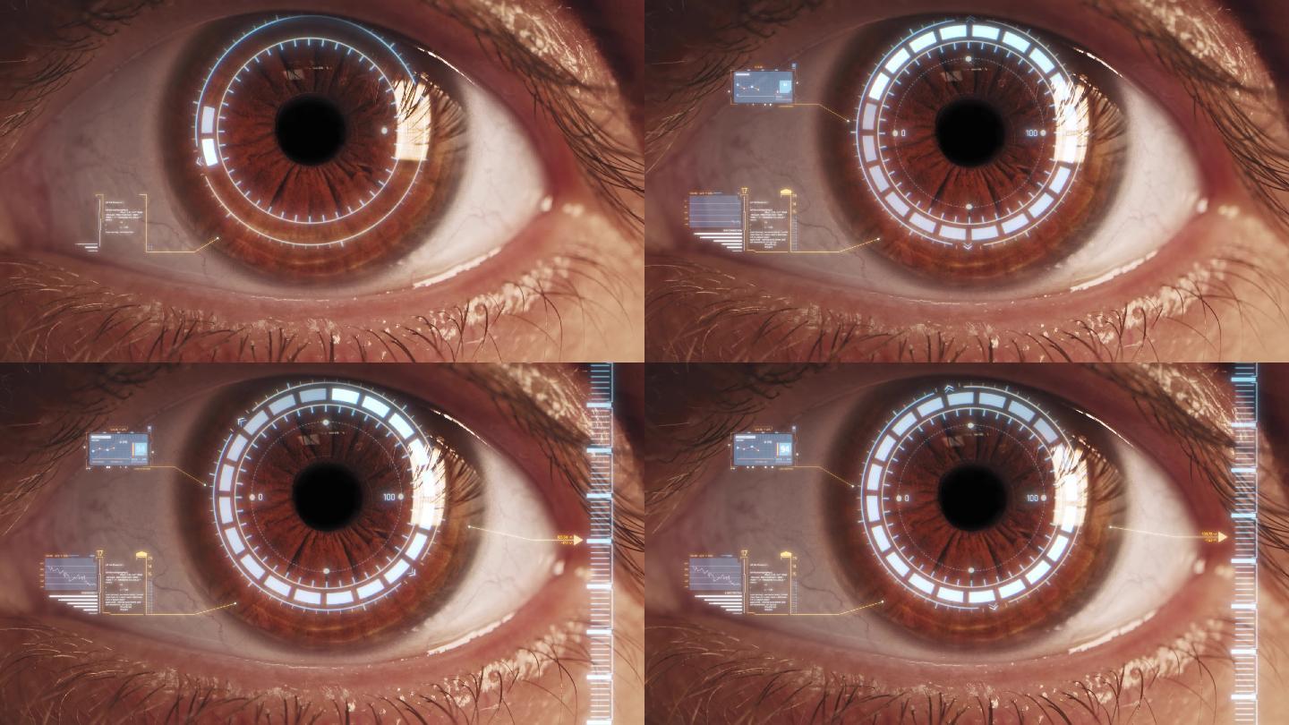 男性眼睛特写技术3d眼睛扫描