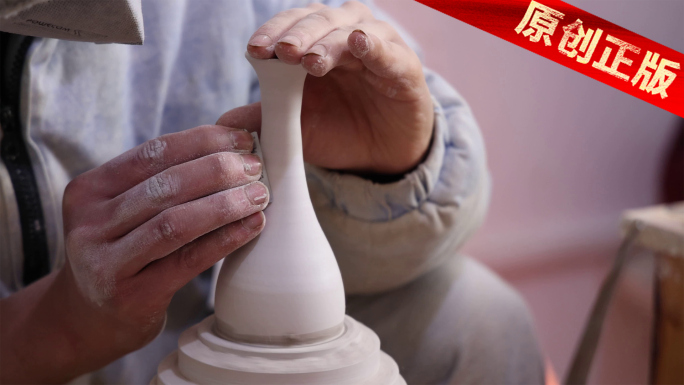 陶瓷制作展示捏泥造型修坯文创产业4k实拍