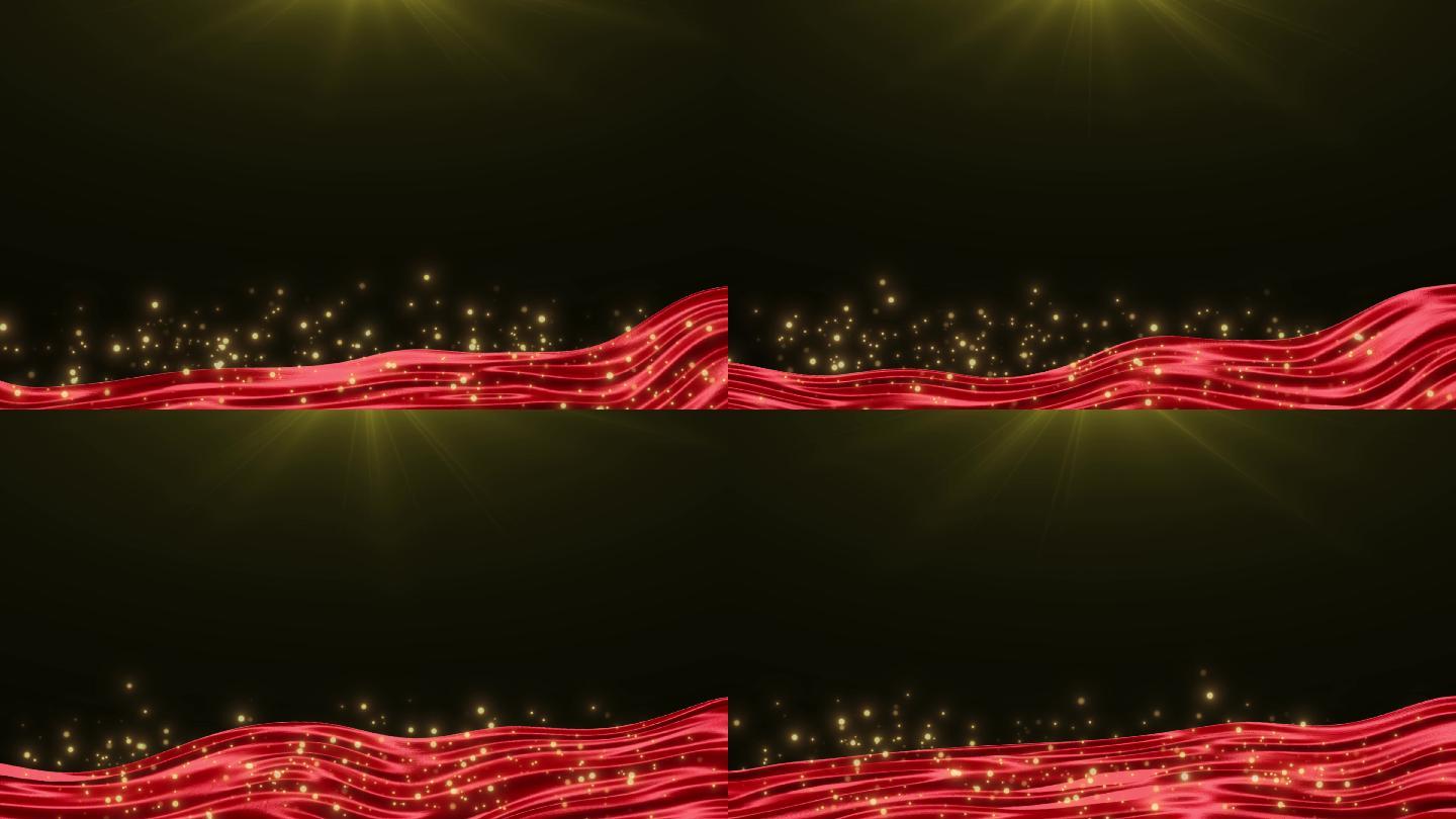 4K红绸粒子光效边框透明通道素材
