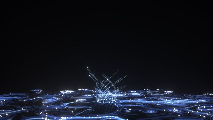 发光粒子曲线运动大数据科技通讯网络素材