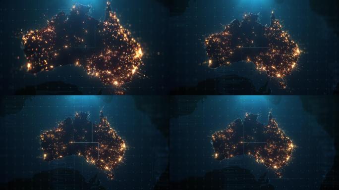 有城市灯光照明的澳大利亚