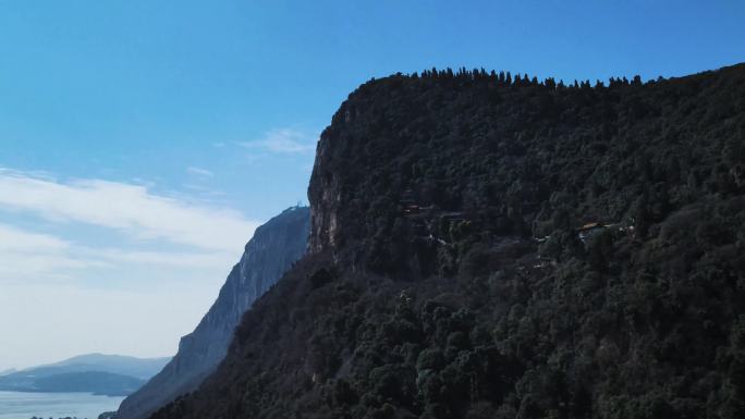 航拍鸟瞰昆明西山滇池