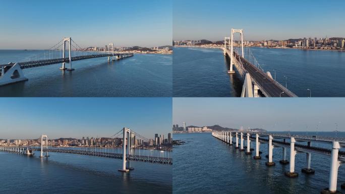 大连城市地标航拍跨海大桥星海大桥