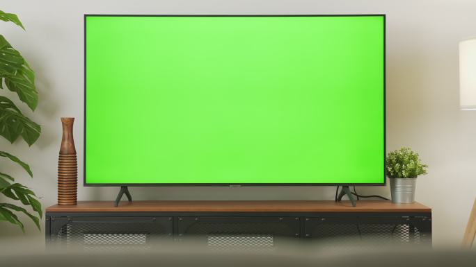 客厅的电视绿色屏幕