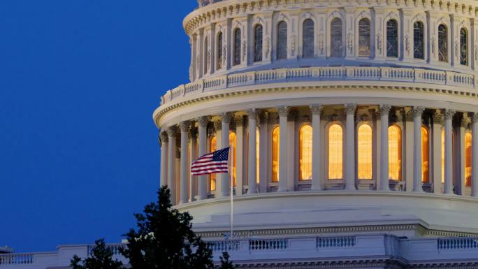 华盛顿特区旗帜飘扬星条旗议院议会