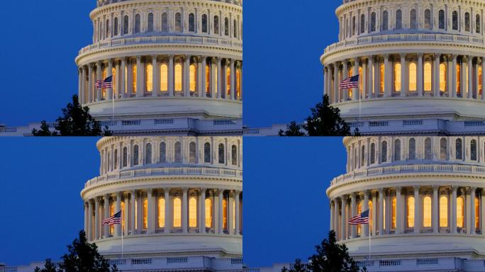 华盛顿特区旗帜飘扬星条旗议院议会