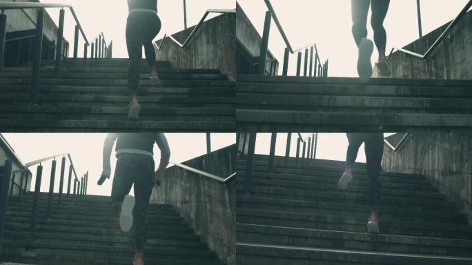 在楼梯上锻炼的运动型女子