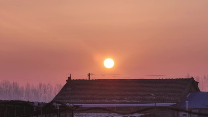 4K东北农家日出延时