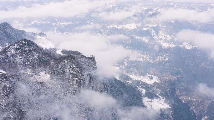 4k航拍恩施雪山雾凇风光