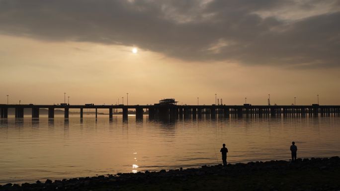 前海公园 海边 广深沿江大桥 日落延时