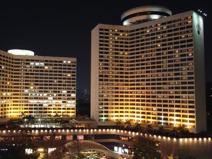 广州花园酒店夜景航拍