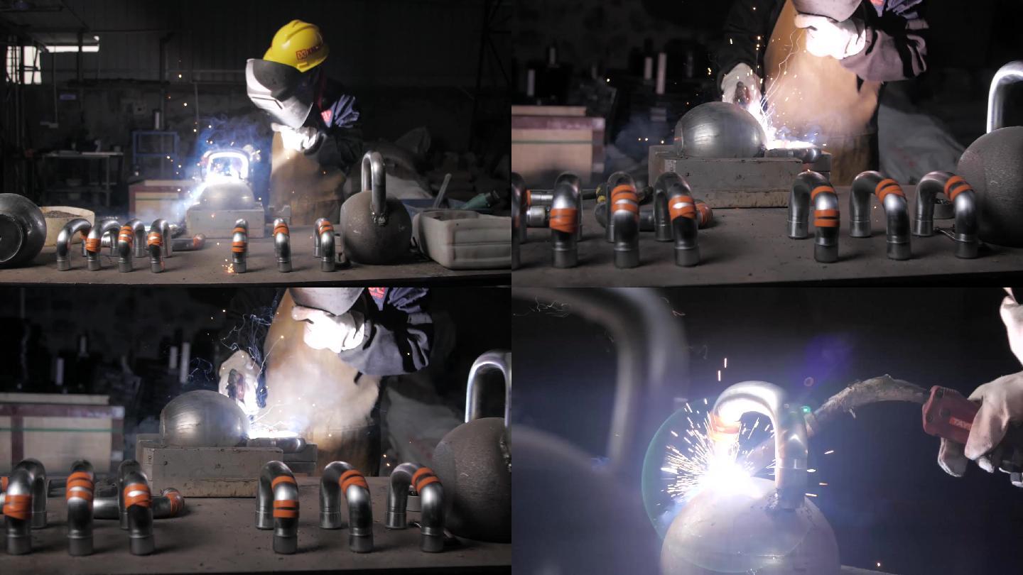 工厂工人电焊视频 电焊升格素材 低调