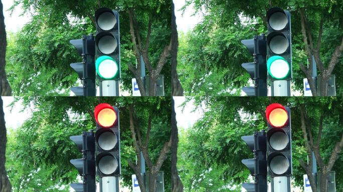 交通规则公路交通红绿灯读秒街头红绿灯城市