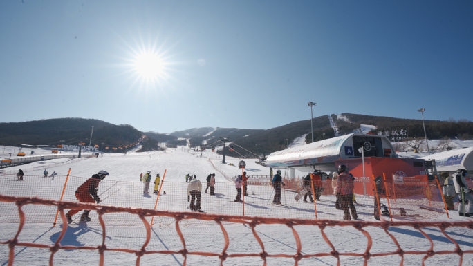 滑雪场雪橇单板滑雪