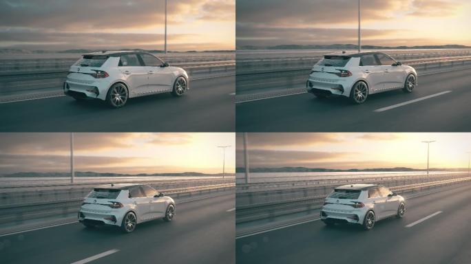 自动驾驶自动电动汽车在桥上行驶