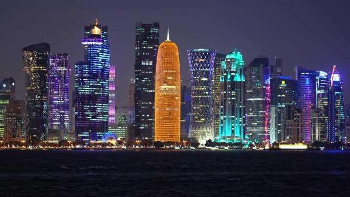 卡塔尔多哈市夜景亚洲2022世界杯首都