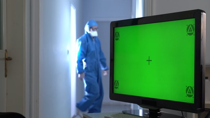放射科的电脑绿屏绿屏绿幕抠像素材视频