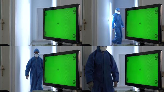放射科的电脑绿屏绿屏绿幕抠像素材视频