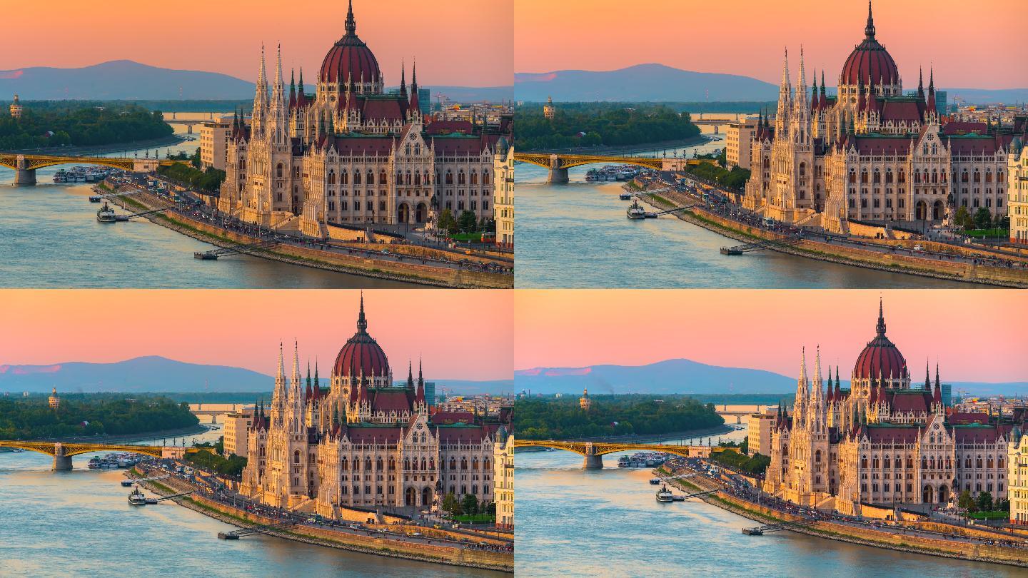 匈牙利议会和多瑙河上的链桥