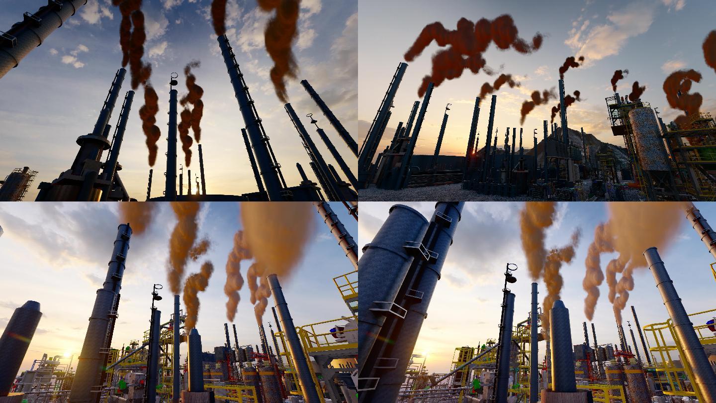 钢铁化工厂烟筒废气排放污染空气