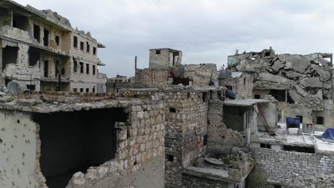 叙利亚阿勒颇的建筑废墟