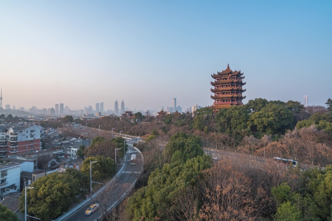 武汉黄鹤楼日转夜延时