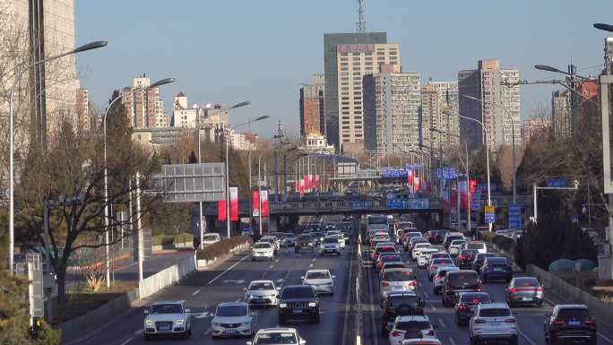 北京东二环主路车流街景