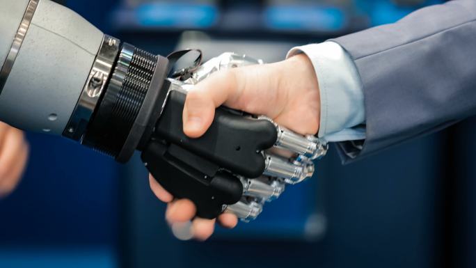 未来科技人工智能机器人握手