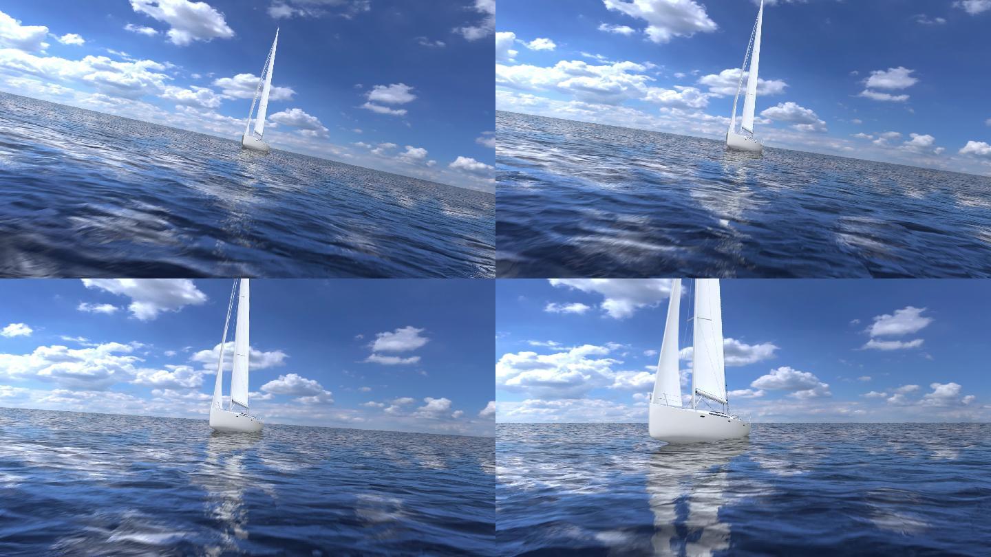 白色帆船在海中航行