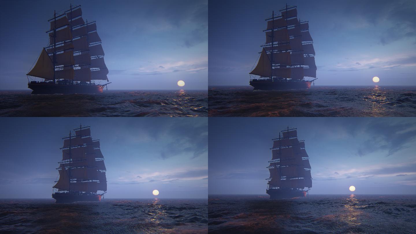 远航的船只特效视频3D抽象