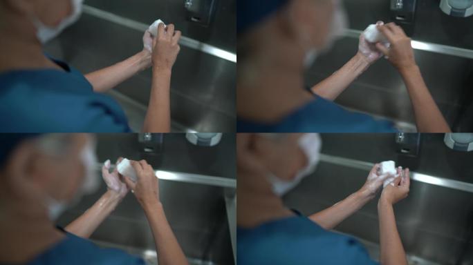 护士在医院洗手内科手术手术台术前准备