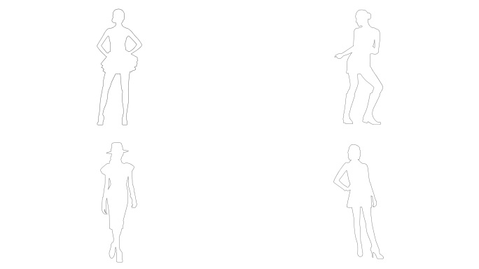 女性人物轮廓手绘png序列图
