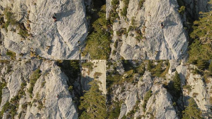 一名男子爬上悬崖爬山运动攀