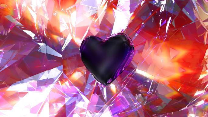 抽象彩色菱形背景浪漫晶莹剔透紫水晶心形