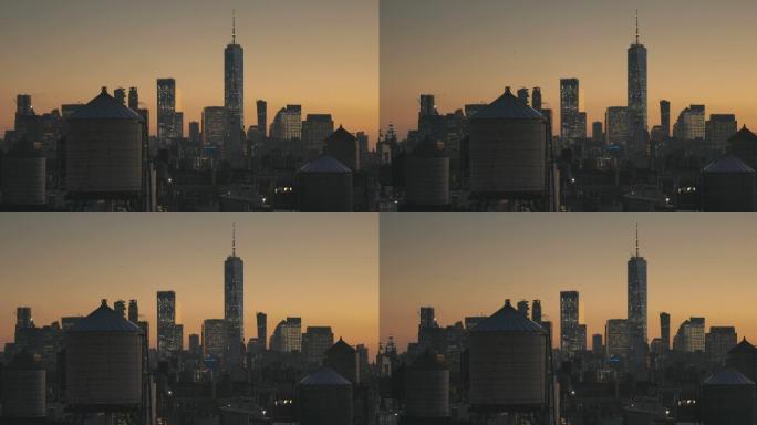 曼哈顿市中心黄昏美景