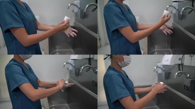 护士在医院洗手实拍医院内科手术台