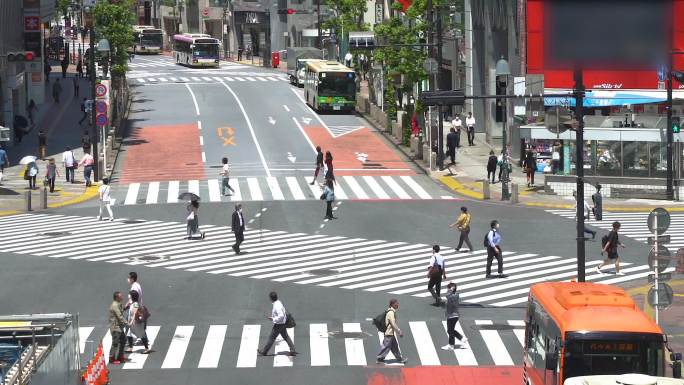 东京涉谷十字路口道路地面素材