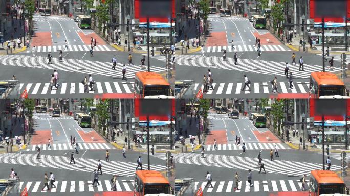 东京涉谷十字路口道路地面素材