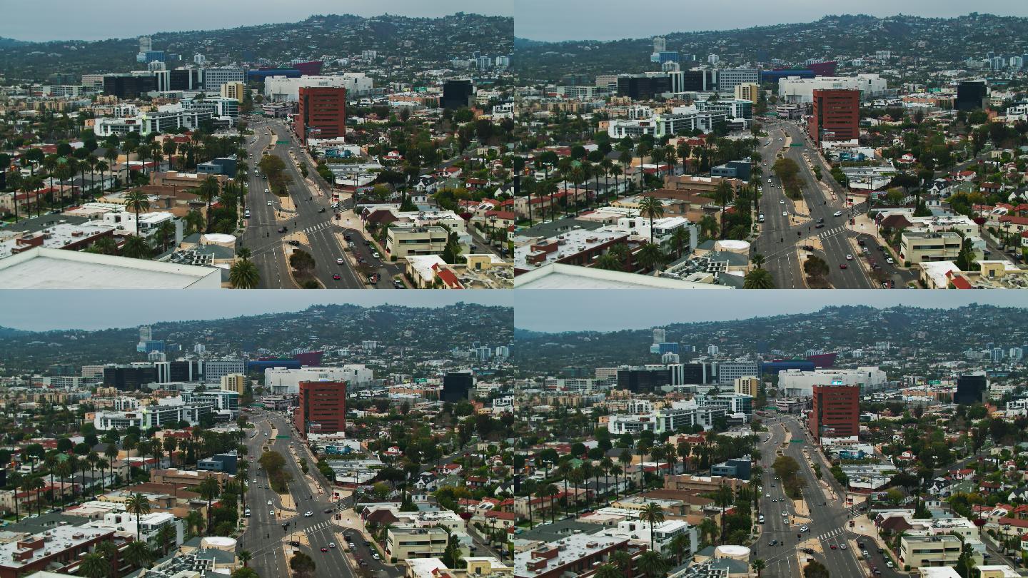 从加州贝弗利山俯瞰西好莱坞