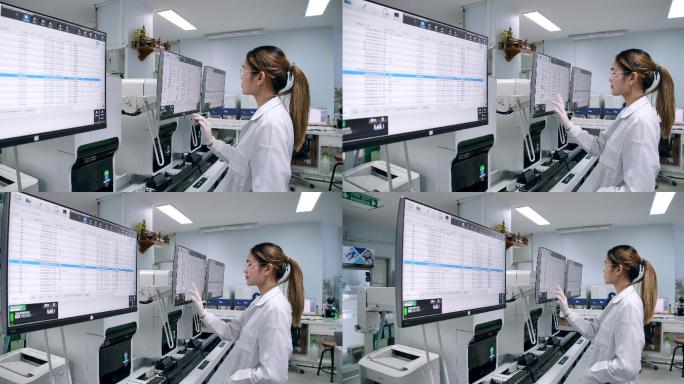 科学家使用计算机和触摸屏验证数据