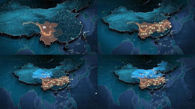 【原创】3D中国地图长江黄河流域经济带