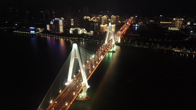 海口世界大桥夜景航拍