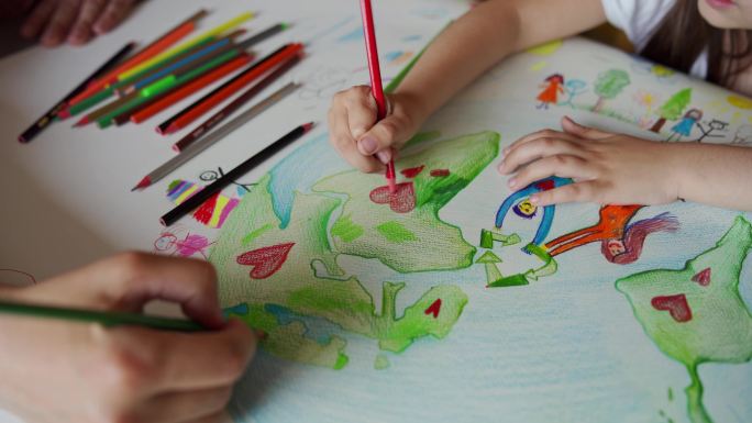 环境保护绘画画画儿童儿童画