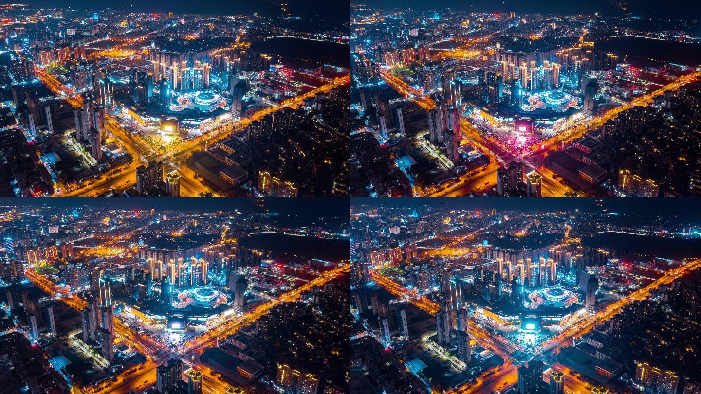 4K河源坚基商业中心繁华城市夜景延时摄影