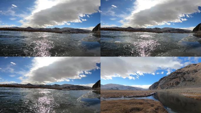 雪域高原 河流 云 雪山 清澈视频素材