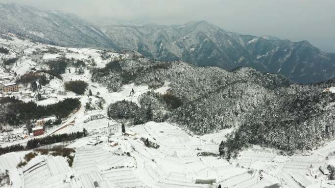 金华北山盘前村雪景风光4K航拍