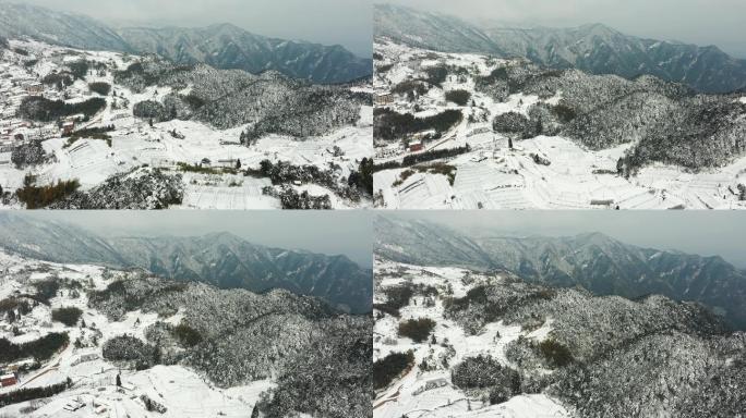 金华北山盘前村雪景风光4K航拍