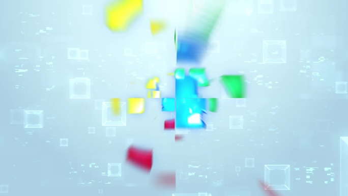 科技时空穿梭立方体分块标志动画