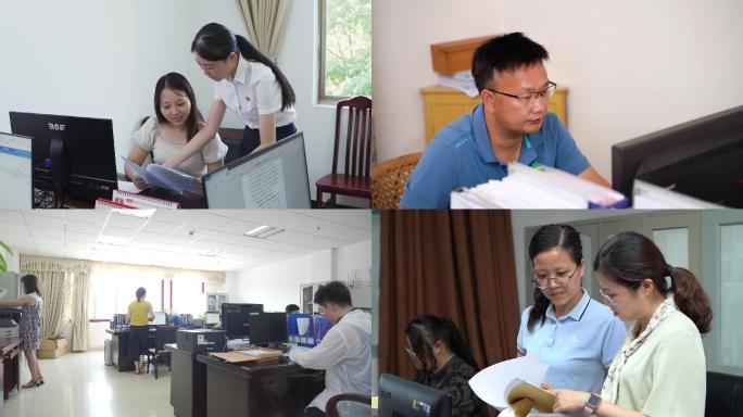 4k实拍单位工作人员党员办公场景