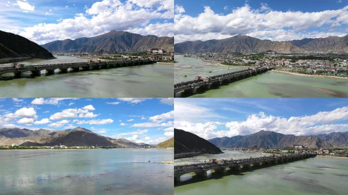 西藏拉萨河延时航拍4K